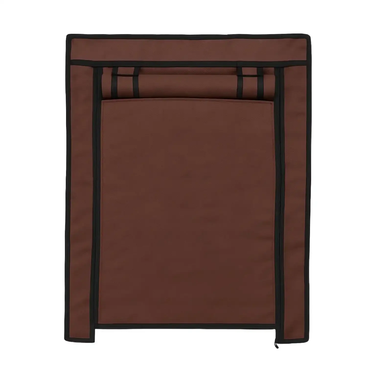 MEFABZ Shoe Rack Cover only 6 Layer (Brown), 30D x 60W x 112H cm, Dustproof Zipper Storage Cover with 2 Side Pockets (1 Each Side), Washable 100 GSM Non-Woven Fabric, Foldable Replacement Covers for Home