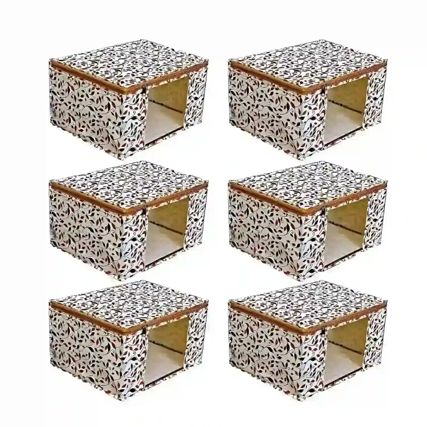 MEFABZ Set of 3 Non-Woven Mix Printed Saree Cover/Cloth Storage | Saree Cover With Zip | Wardrobe Organizer For Clothes with Transparent Window (45cmx33cmx22cm)
